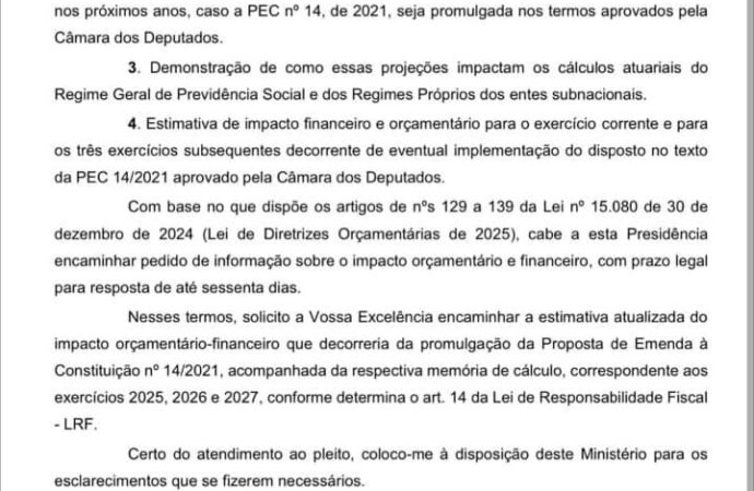 CONTACS INFORMA: Comissão de Finanças da Câmara cobra Ministério da Previdência sobre impacto da PEC 14/2021